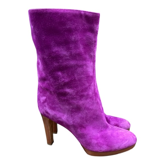 Sergio Rossi Shoes - Sergio rossi velvet purple boots size 37